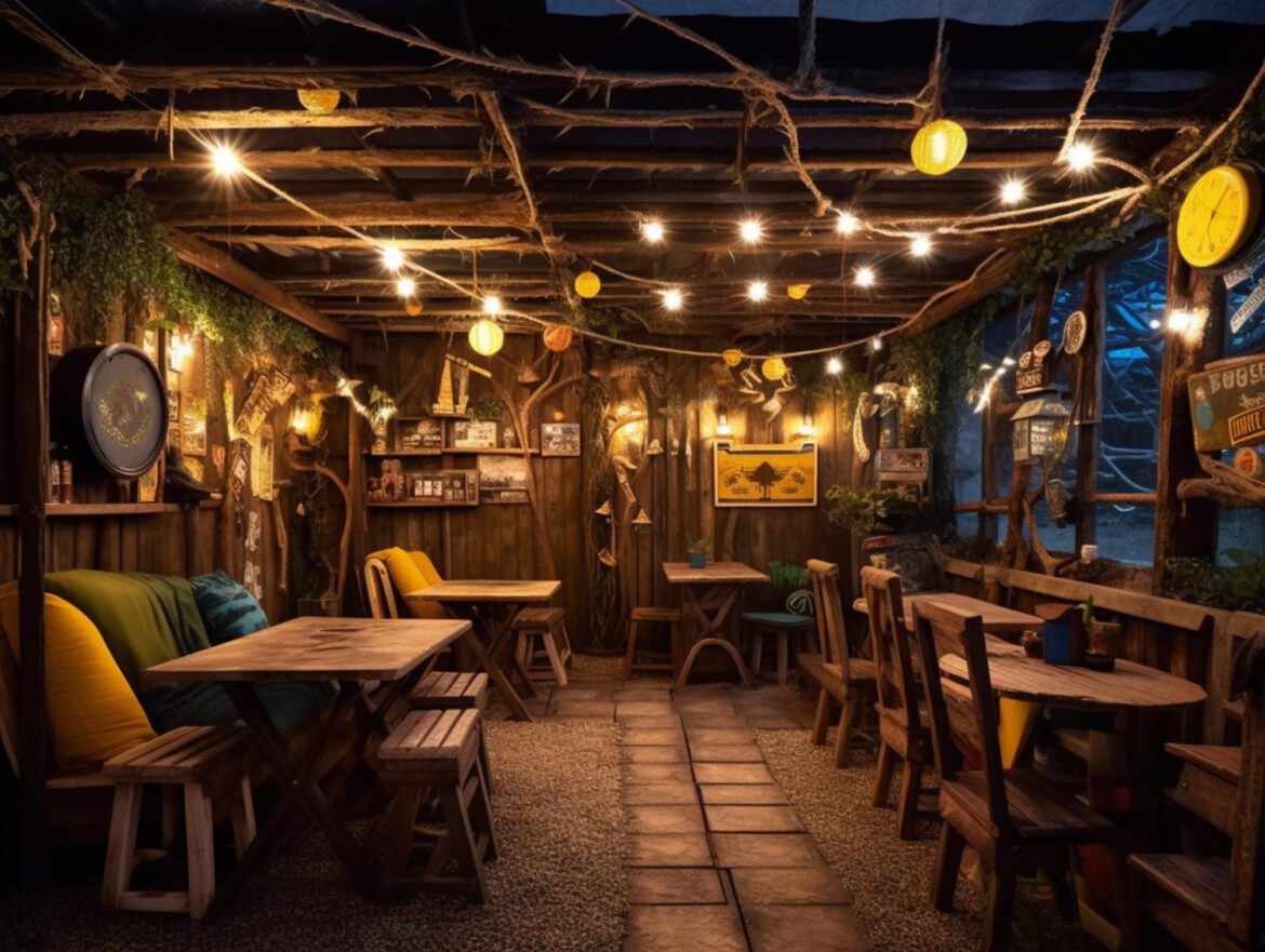 inside-restaurant-with-wooden-ceiling-with-lights-hanging-from-it Vietnam